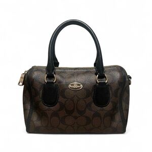 Coach Signature Mini Bennett Satchel in Brown/Black, Gold Hardware